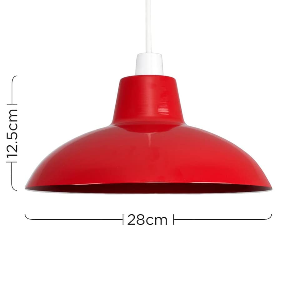 image 1 of ValueLights Civic Red Metal Fit Ceiling Pendant Light Shade and Bulb
