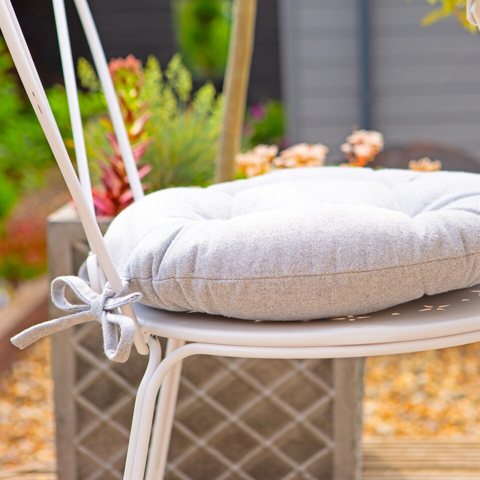 image 1 of Harbour Housewares Round Garden Chair Seat Cushion - Grey | Grey | Grey