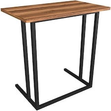 Wood Laptop Table, Home Office Portable Computer Stand C-Shape With Metal Legs | Black | Sapphire Oak