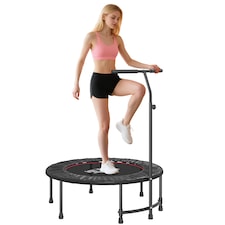 HOMCOM Mini Trampoline, Rebounder Jumper with Adjustable Handle, Black