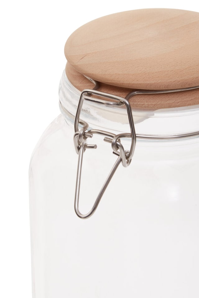image 1 of Luca Square 2150ml Glass Jar With Wooden Lid.