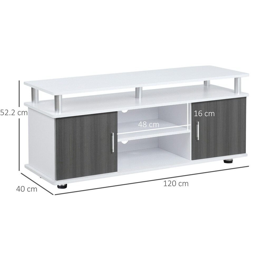 image 1 of HOMCOM TV Cabinet Stand Entertainment Center Media Console Storage Grey, White