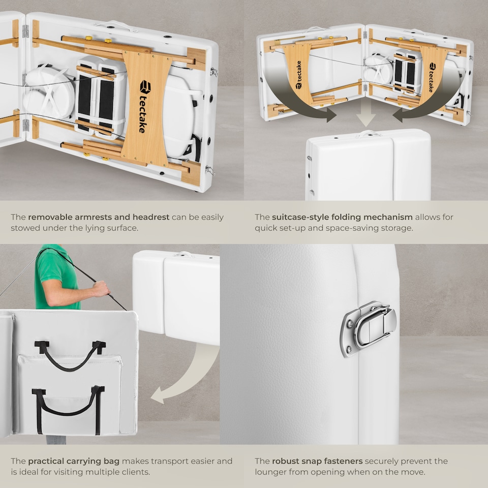 image 1 of Massage Table 3 Zones Massage Table Massage Bed Cosmetic With Lounger Bag Head- And Armrests | White | white | 1