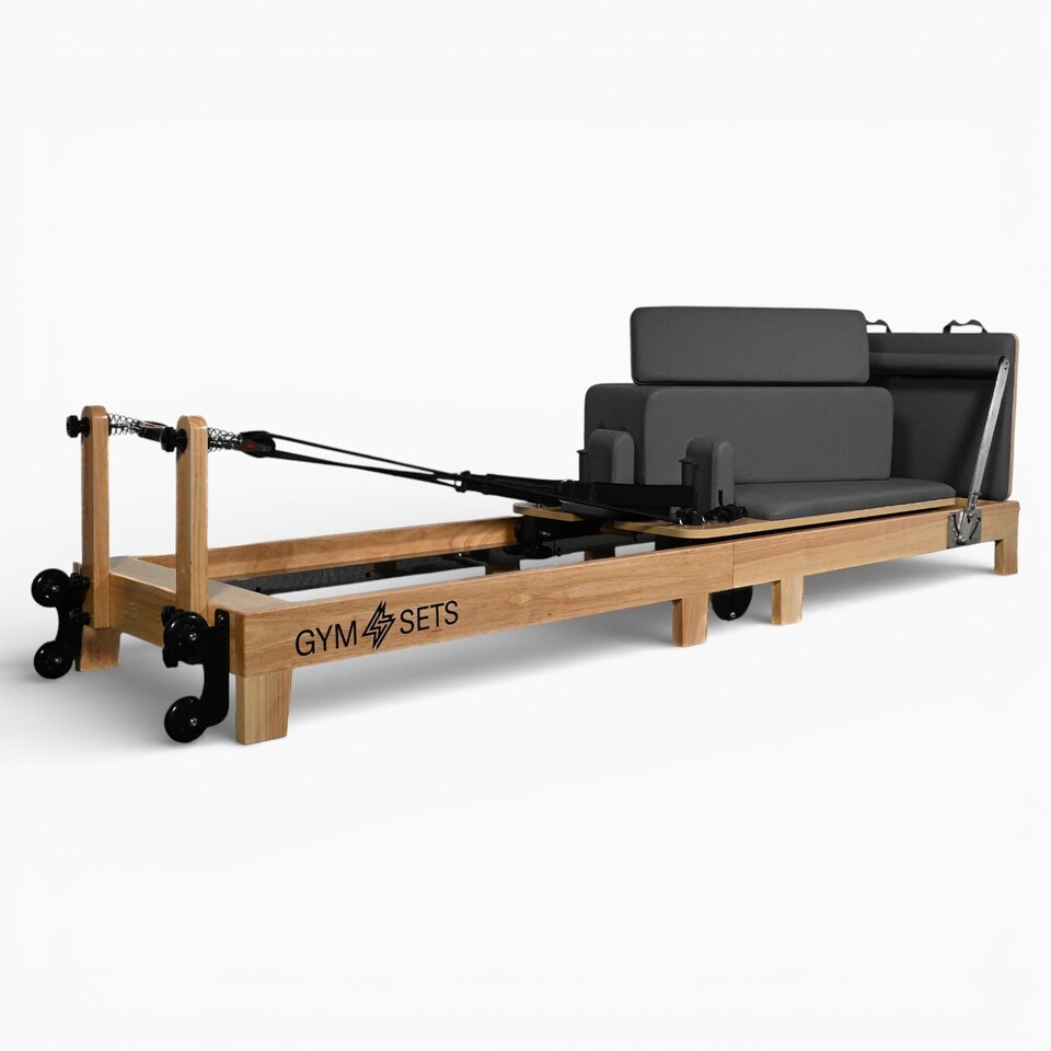 image 1 of GYM SETS Oak Reformer Pilates Studio Machine | Dark Grey