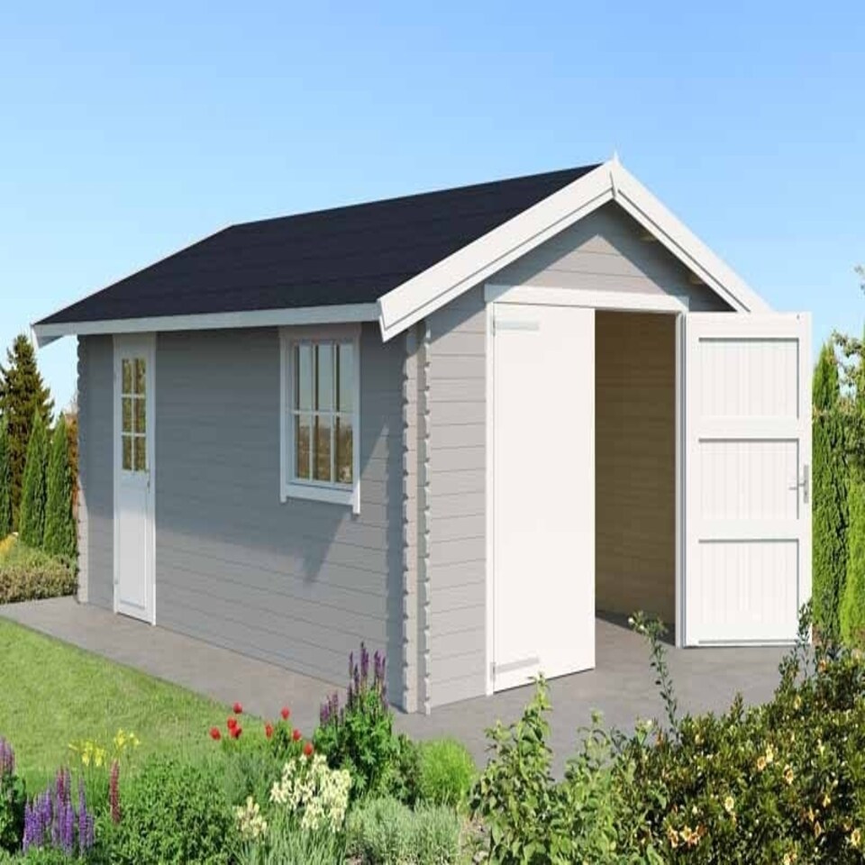 image 1 of Yarik 540-Log Cabin, Wooden Garden Room, Timber Summerhouse, Home Office - L473.7 x W583 x H273.6 cm Brown
