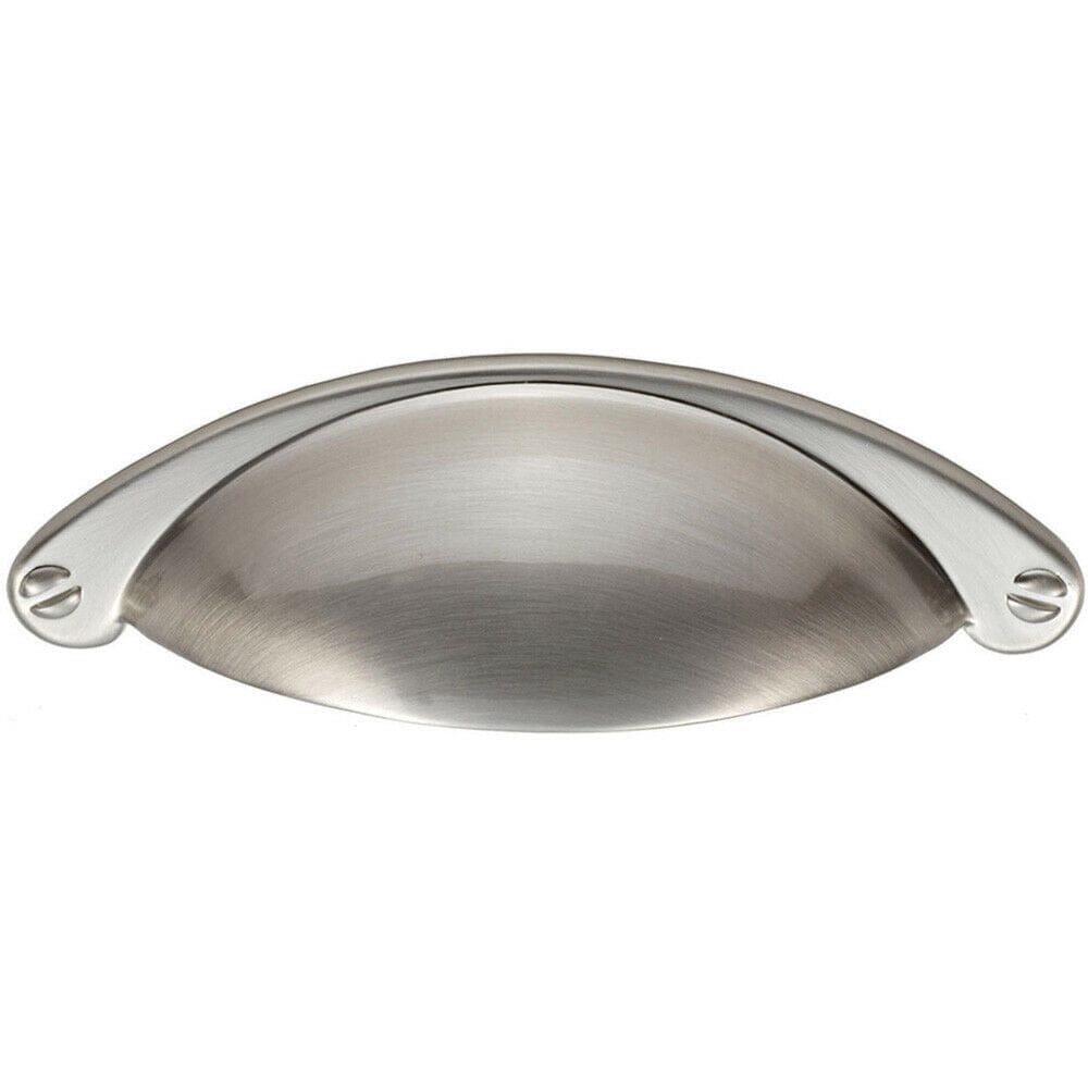 Loops Traditional Cup Pull Handle 104 x 26mm 64mm Fixing Centres Satin Nickel in Metallics