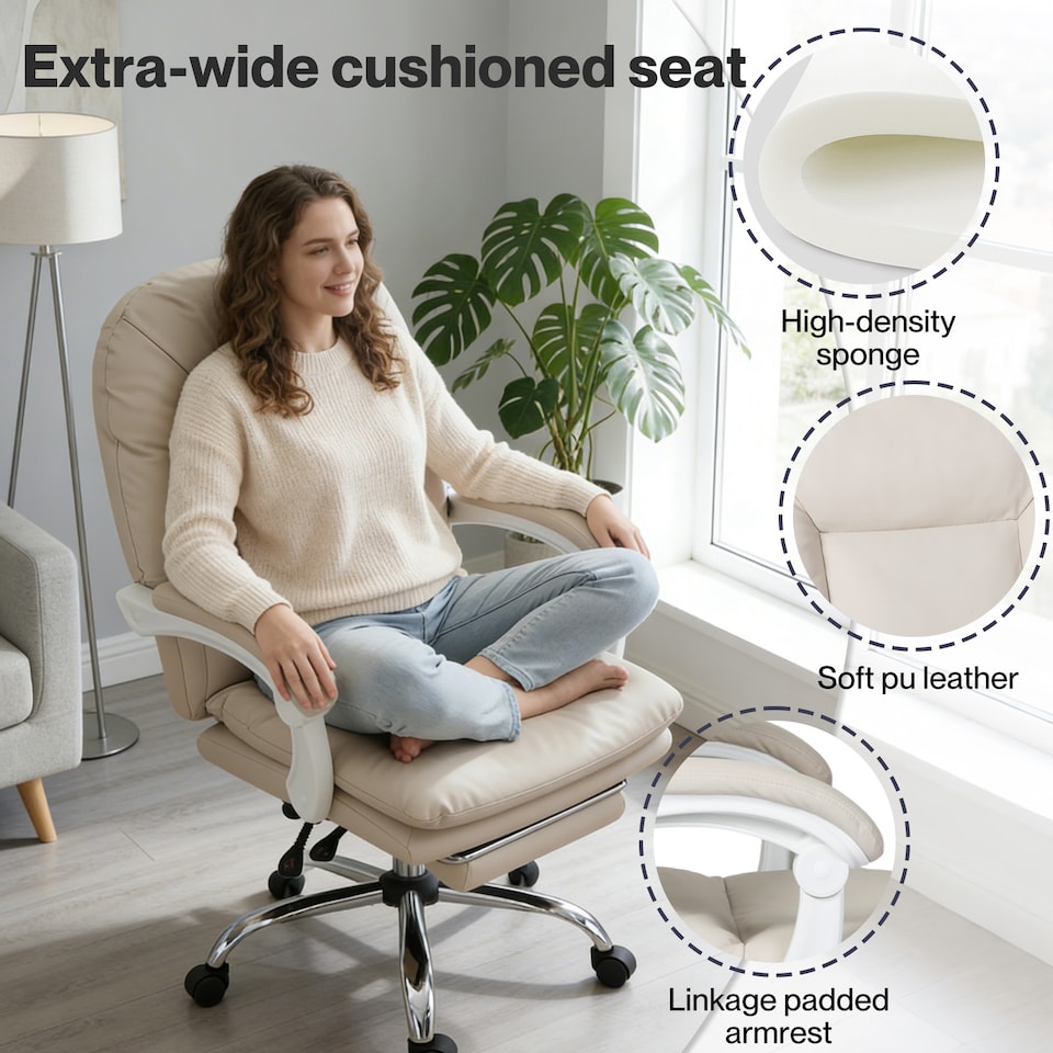image 1 of Levede Office Chair Ergonomic Executive Chair Heavy Duty Reclining Leather