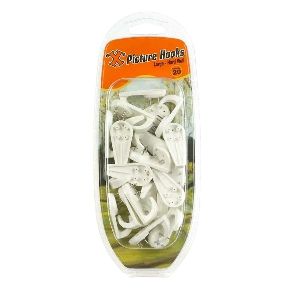 X Hard Wall Hooks Large White Nylon 20pk - One Colour - One Size