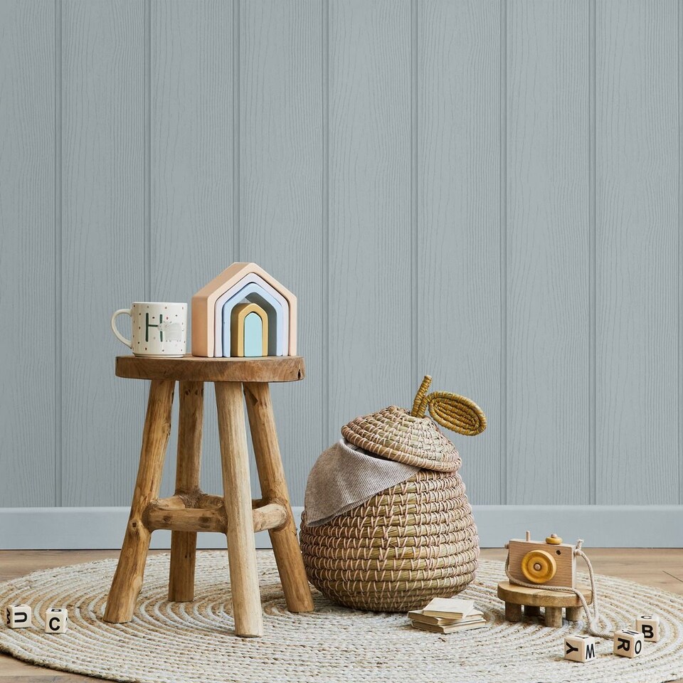 image 1 of Holden Decor Tongue & Groove Textured Wallpaper | Blue | Blue | 1