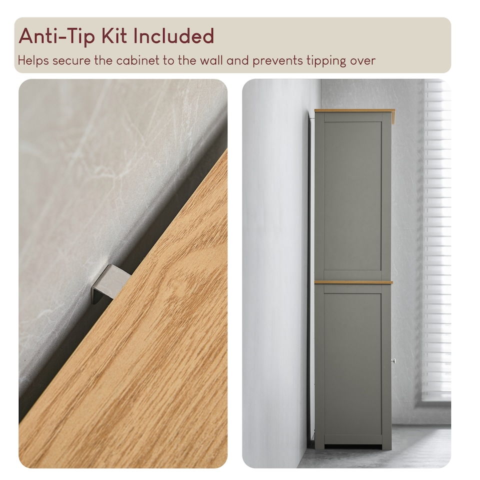 image 1 of Bath Vida Priano 1 Door 2 Shelf Tall Bathroom Cabient, Grey & Oak