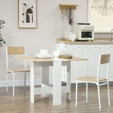 HOMCOM Folding Dining Table, Drop Leaf Table for Small Space, Kitchen, Space-Saving, Oak & White