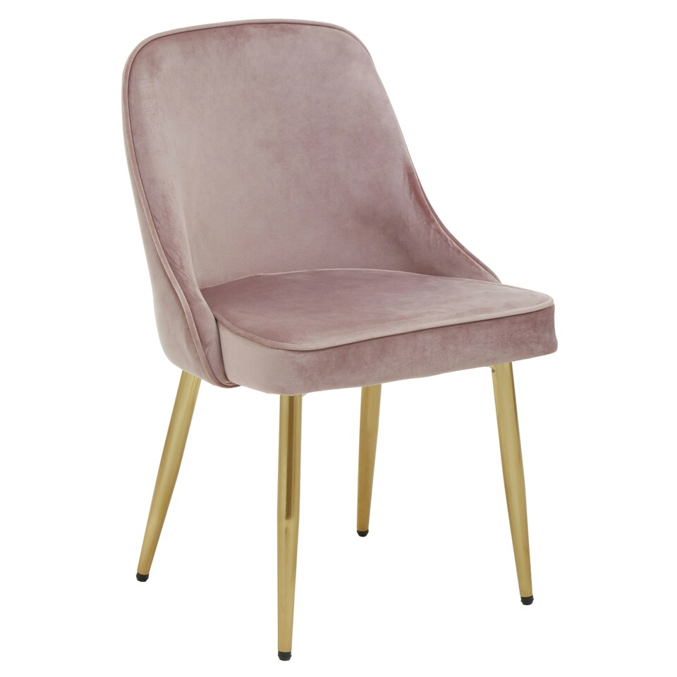 image 1 of Interiors by Premier Dusky Pink Velvet Dining Chair, Mid-Century Modern Pink and Gold Velvet Dining Chairs, Luxury Dining Chair