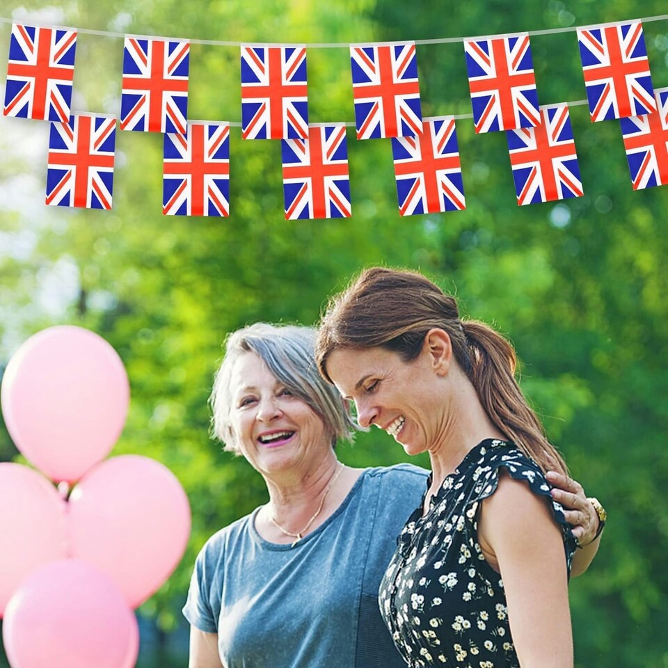image 1 of Union Jack Flag Party Bunting 10m with 20 Square Flags