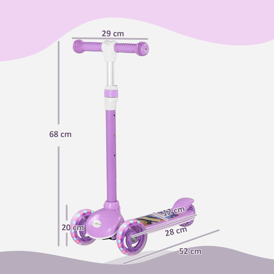 image 1 of AIYAPLAY Kids 3 Wheel Scooter for 2-6 Years Old w/ Adjustable Height, Pink 