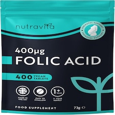 Nutravita Folic Acid Tablets 400 mcg - Pregnancy Care - Normal Function of Immune System & Maternal Tissue Growth - 400 Vegan Vitamin B9 Tablets