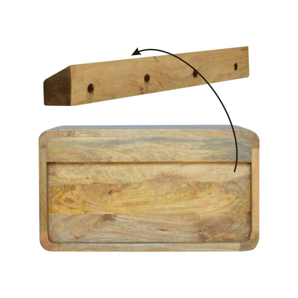 image 1 of Curved Oak-ish Wall Mounted Bedside with Open Slot Brown