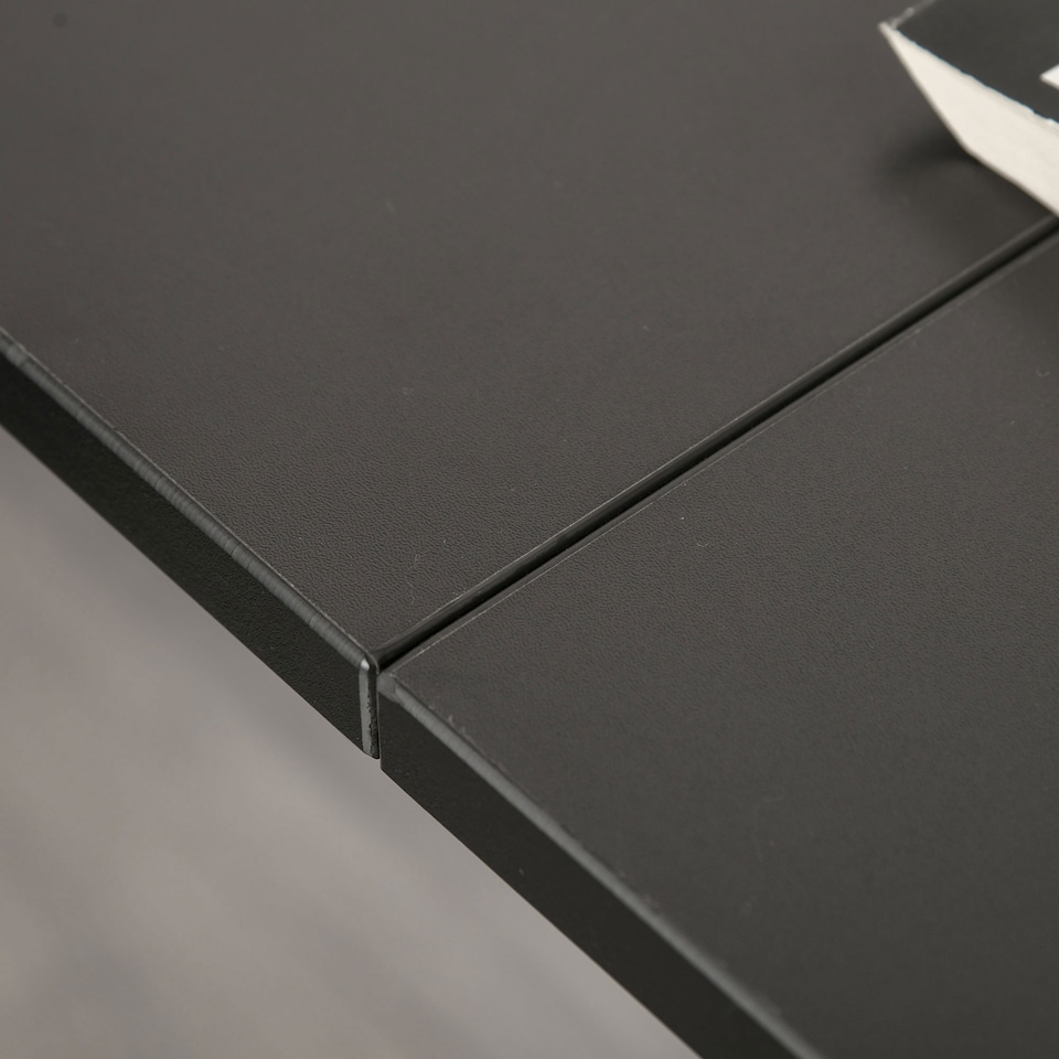 image 1 of HOMCOM L-Shaped Computer Desk Table with Storage Drawer, Home Office Desk Corner Industrial Style Workstation for A4 Files 143.5 x 143.5 x 76cm, Black