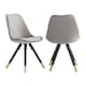 image 1 of Set of 2 Sofia Ergonomic Modern Dining Chairs Upholstered in Velvet, Metal Legs with Gold End Tips | Grey | Light Grey