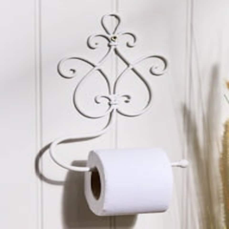 image 1 of Lyon White Iron Wall Toilet Roll Holder