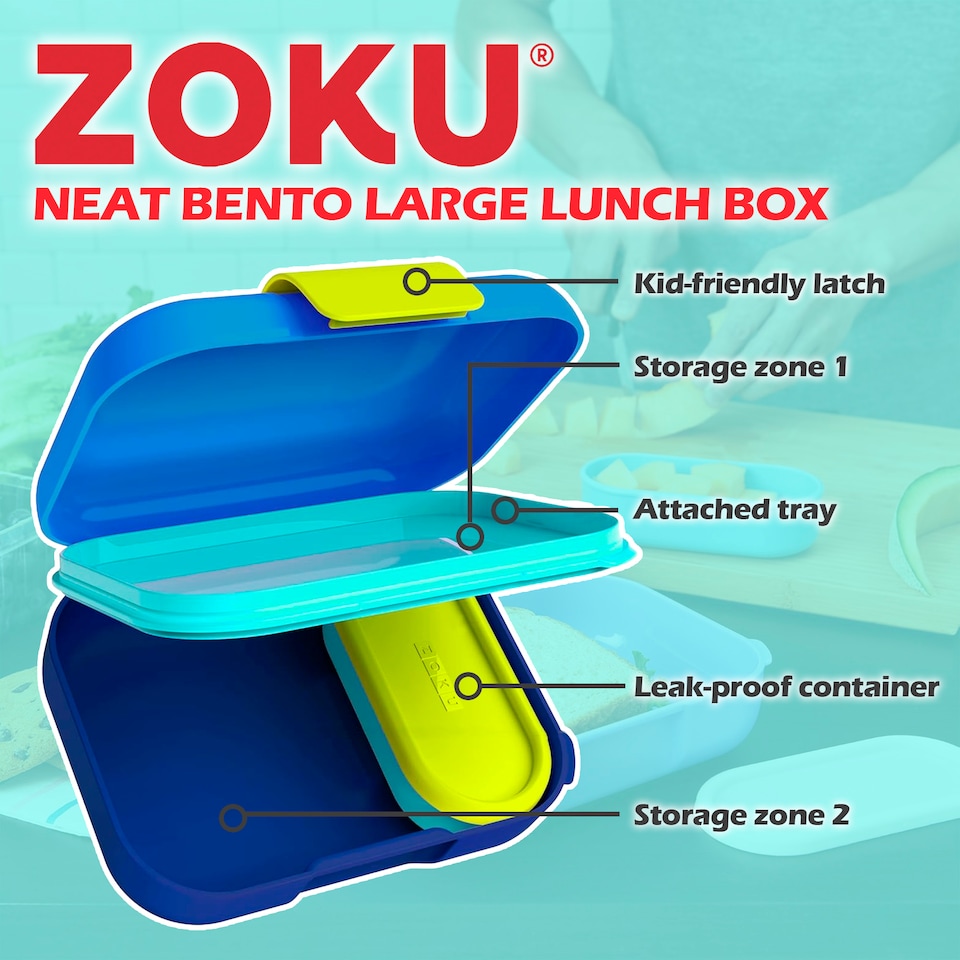 image 1 of Neat Bento Large Lunch Box - Durable Leakproof Food Container for Work | Blue | Blue