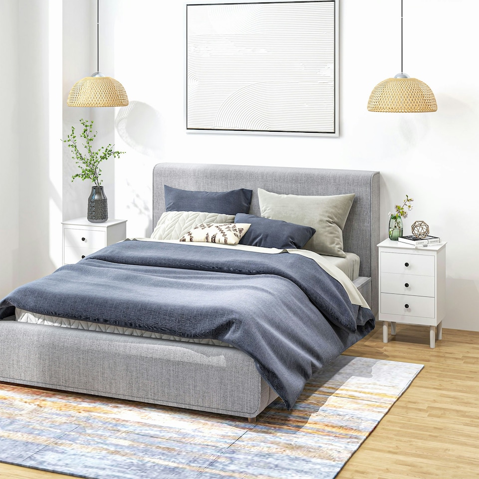 image 1 of HOMCOM Bedside Table Set of 2, Bedside Cabinet w/ 3 Drawers, Modern Side Table,