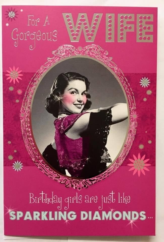 image 1 of For Wife Sparkling Diamonds Witty Words Birthday Card