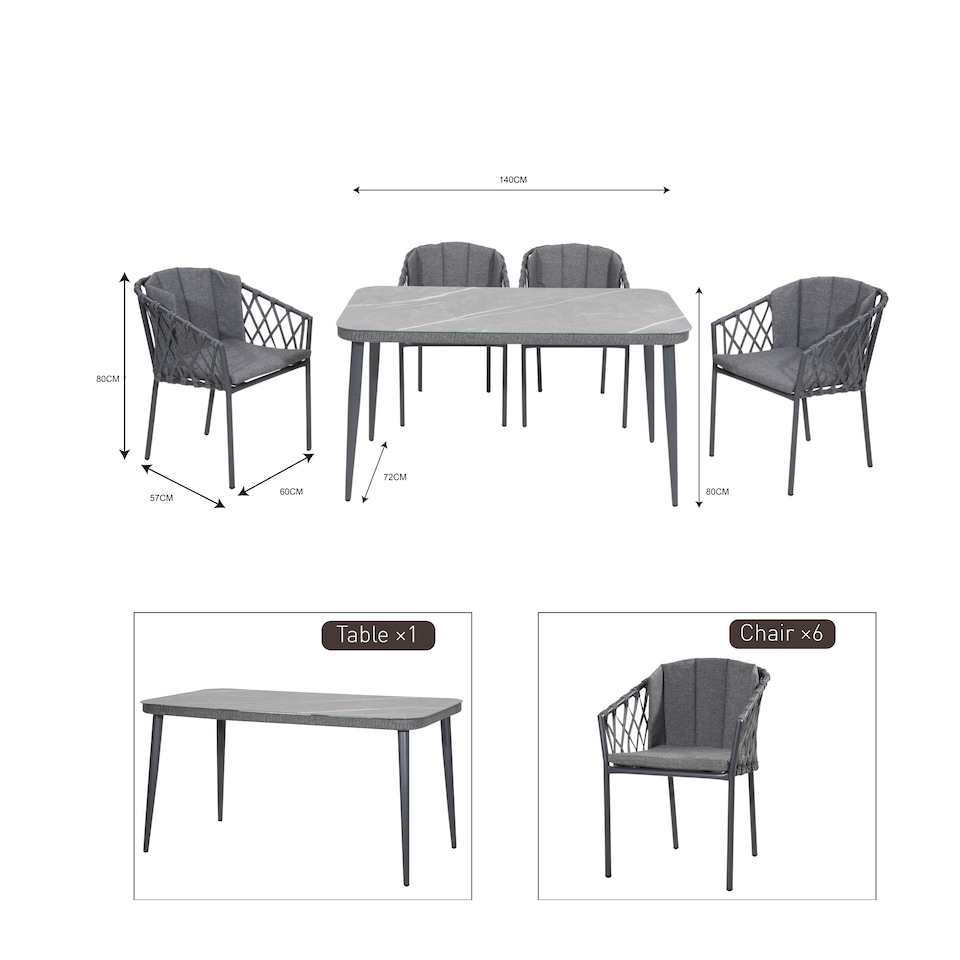Groundlevel The Sweenie 7 Piece Outdoor Furniture Set Outdoor Patio Chairs and Table