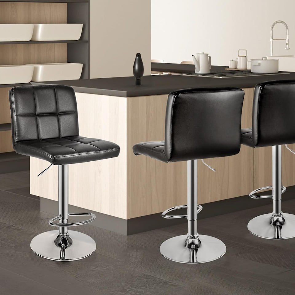 image 1 of Rattantree Bar Stool Set Of 2 Swivel Upholstered Height Adjustable Bar Stool