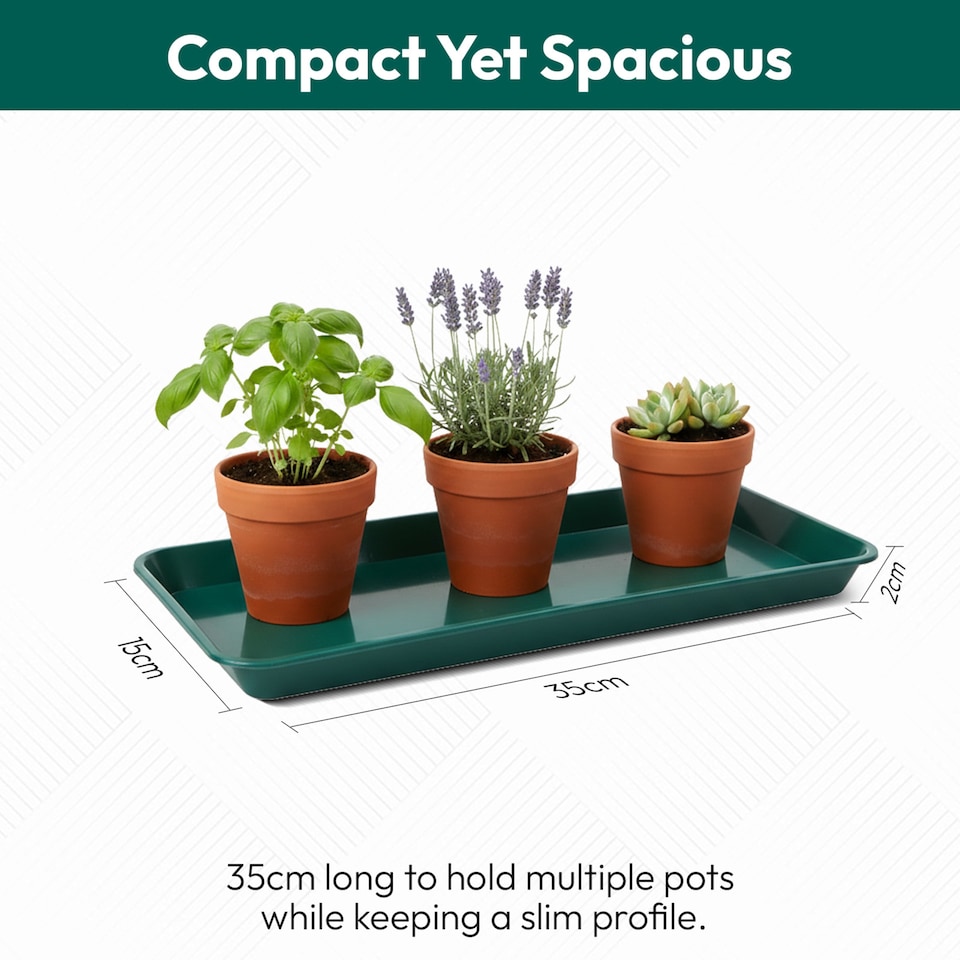 image 1 of 35cm Mini Windowsill Plant Tray Plastic Drip Tray for Indoor Outdoor Plant Pots Pack of 4