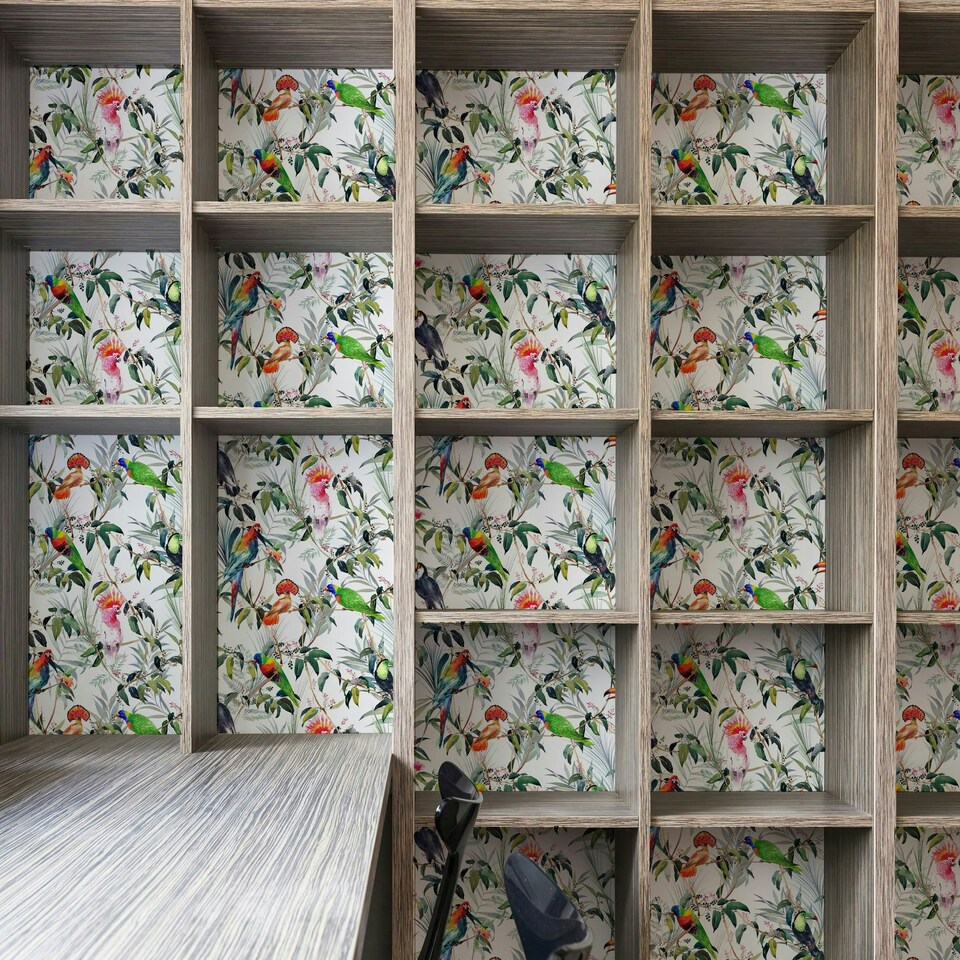 image 1 of Transform Peel & Stick Tropical Floral & Parrot Multicoloured Self-Adhesive Wallpaper Multi | Multi