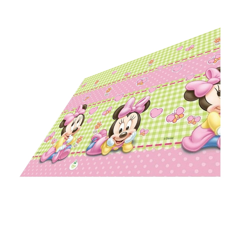 image 1 of Disney Plastic Minnie Mouse Party Table Cover - Pink/Green/White - One Size