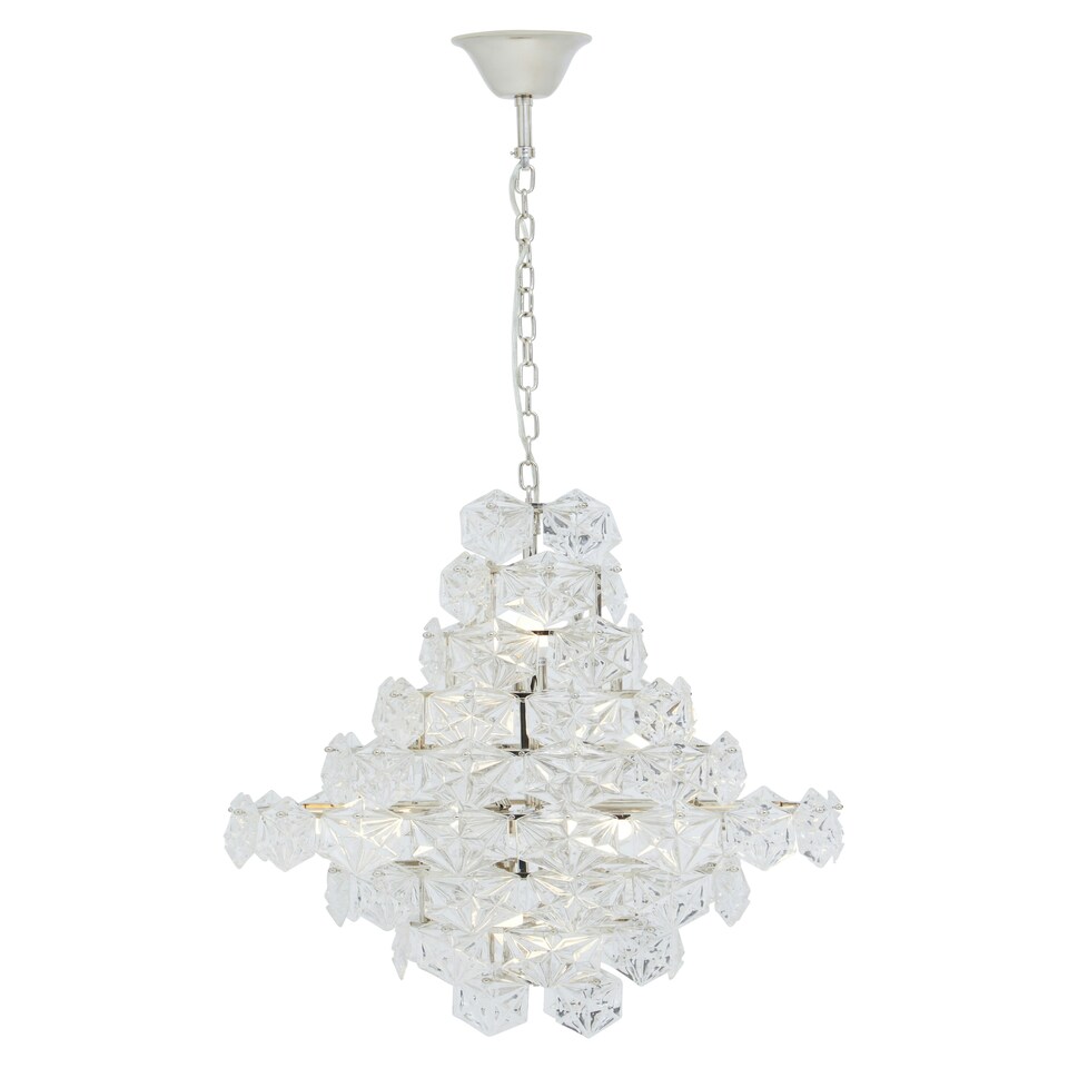 image 1 of Interiors by Premier Classical Silver Leaf Chandelier, 12 Bulb Teardrop Glass Pendant Light, Vintage-Inspired Ceiling Light Silver