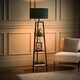 image 3 of ValueLights Hiru Black 3 Tier Shelf Floor Lamp with Green Shade | Green