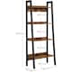 image 2 of 4-Tier Slim Ladder Shelf Vertical Bookcase Storage Unit for Home Office, Rustic Brown and Ink Black
