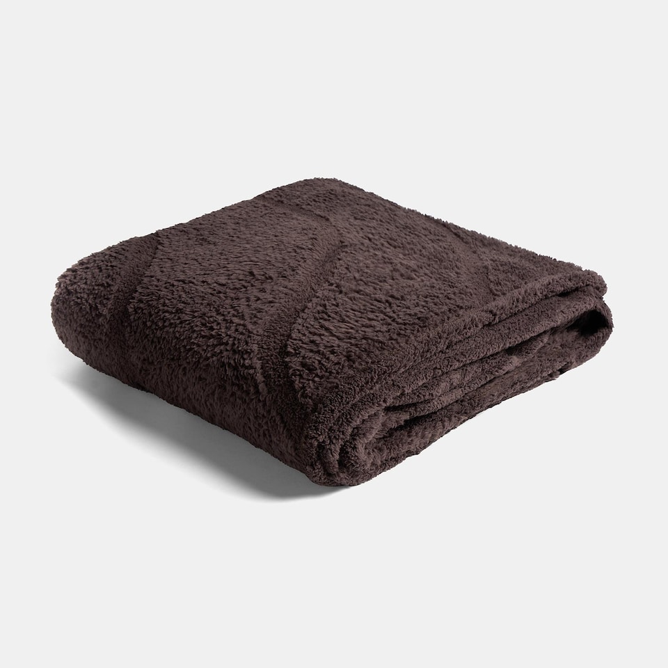 image 1 of OHS Tufted Contour Throw Teddy Fleece Blanket Winter Soft Warm Bedspread - 180 x 200cm | Brown | Coffee