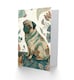 image 2 of Pug Dog Birthday Card Floral Patterns Vintage Linocut Art