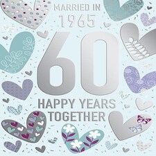 Words 'n' Wishes Diamond Anniversary Card, 60 Years Married Fun Facts from 60 years ago, Multi-Coloured, 22 x 15.8