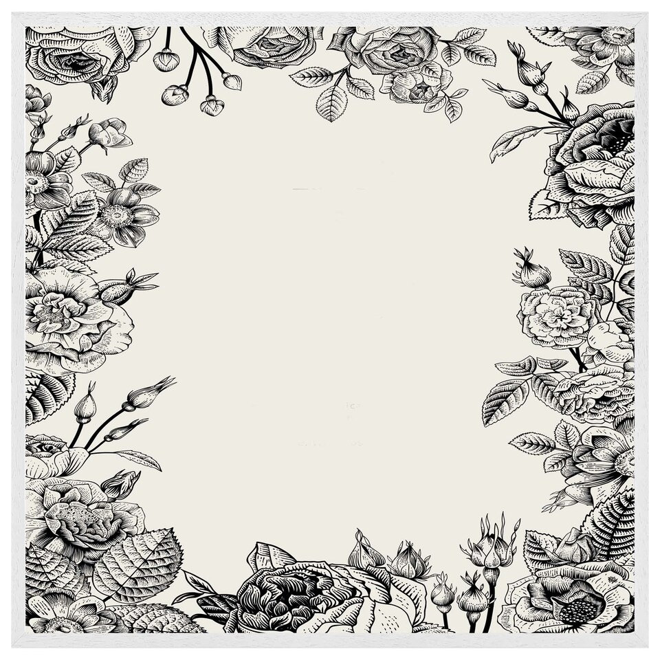 image 1 of Hand drawn roses (Picture Frame) White | S