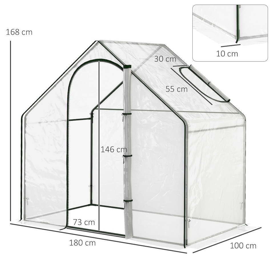 image 1 of Outsunny Portable Walk-in PVC Greenhouse w/ Zipped Door for Flowers Plant