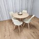 image 5 of Dining Table and 4 Chairs Round Wood Effect 4 Cream faux Leather Plastic Chairs Dining Set | Cream | One Size | 5
