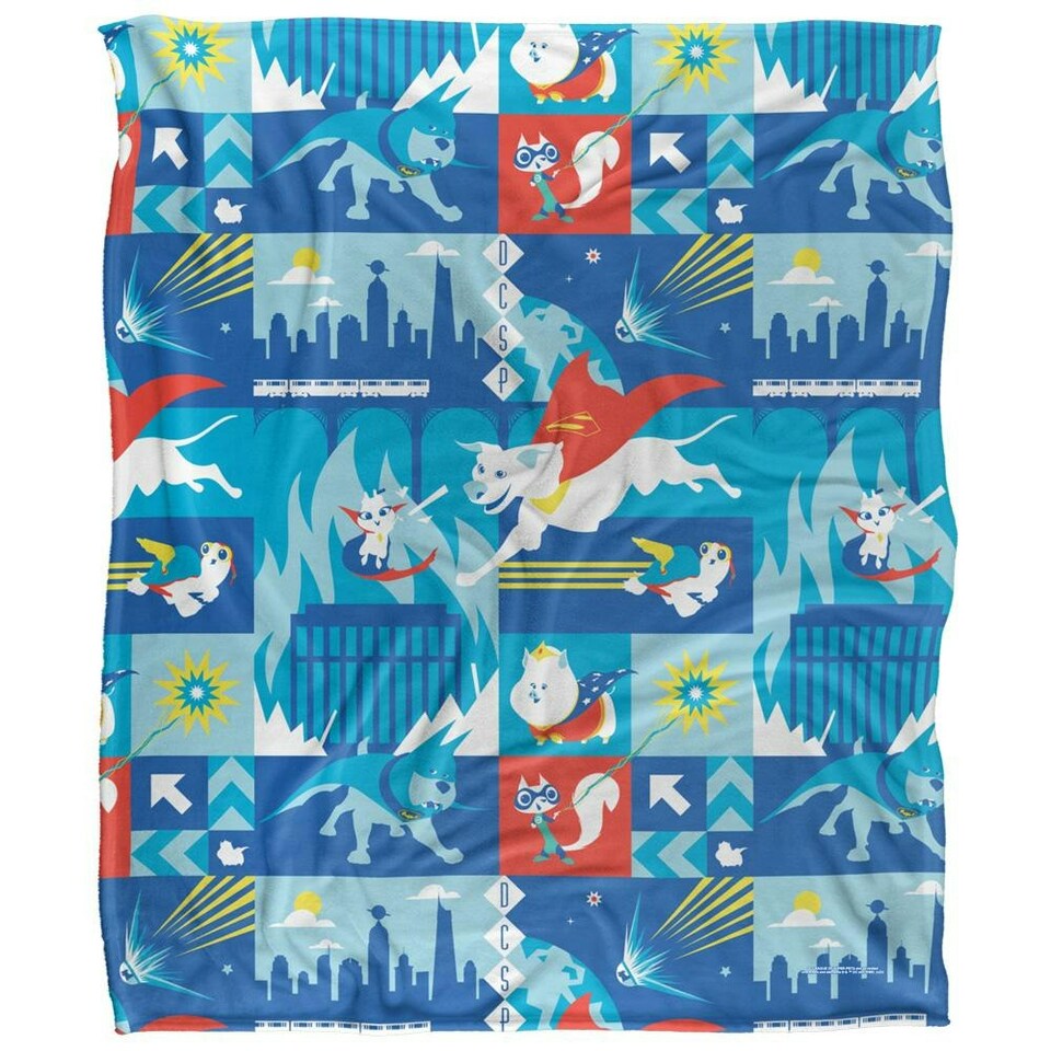 image 1 of DC Comics League Of Super Pets Character Collage Blanket - Multicoloured - One Size