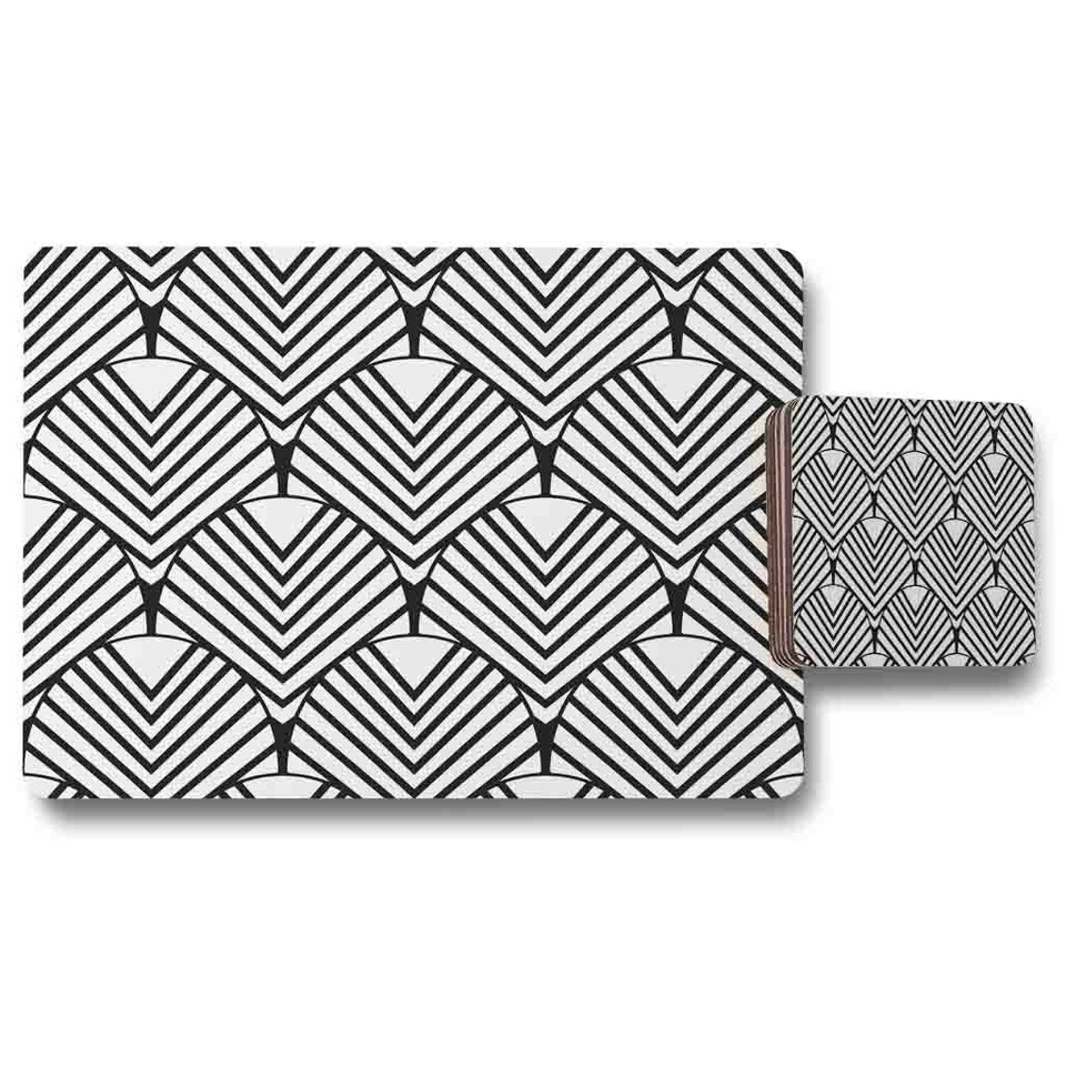image 1 of Black Geometric Decoration (Placemat & Coaster Set)