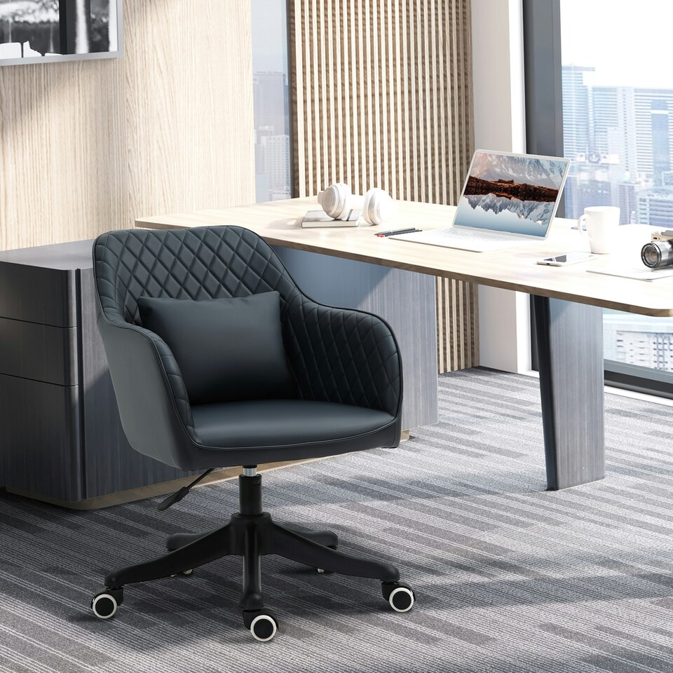 image 1 of Vinsetto Office Chair with Electric Vibration Massage Lumbar Pillow, Blue