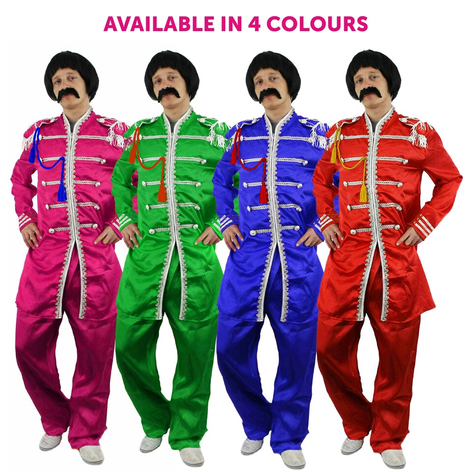 image 1 of Adults Green Sergeant Pepper Costume – 60s Fancy Dress Outfit Green | S
