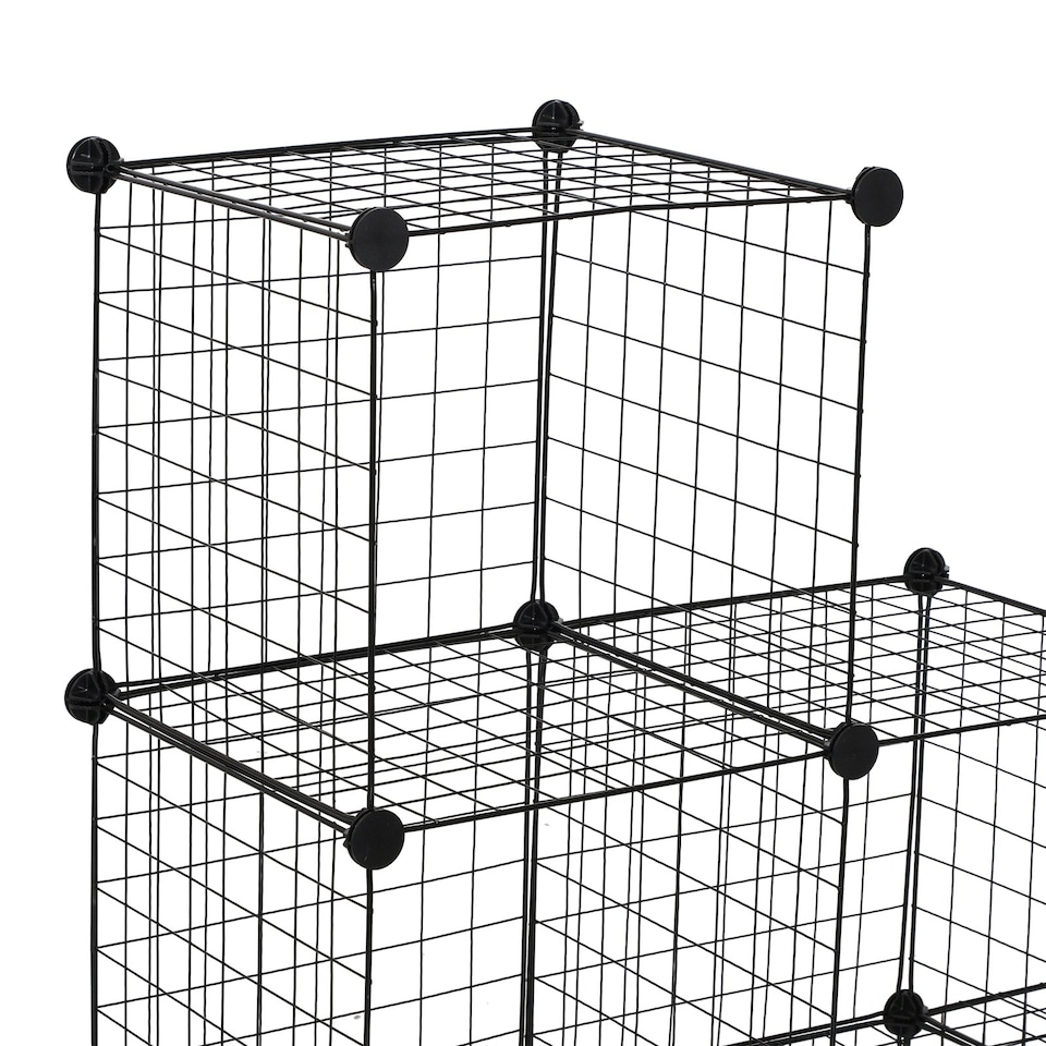 image 1 of HOMCOM DIY 6 Cube Metal Wire Rack Interlocking Storage Cabinet Organiser Display