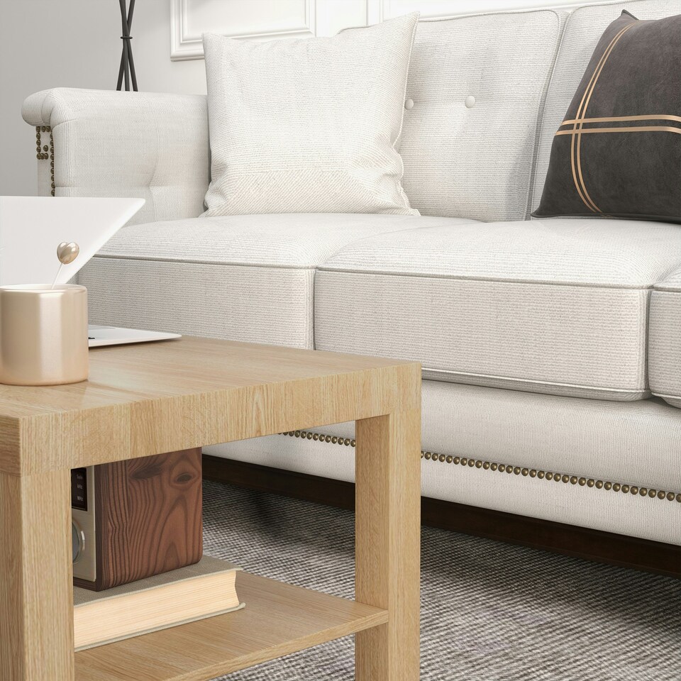image 1 of HOMCOM Coffee Table with Storage Shelf, Rectangular Centre Table, Natural 