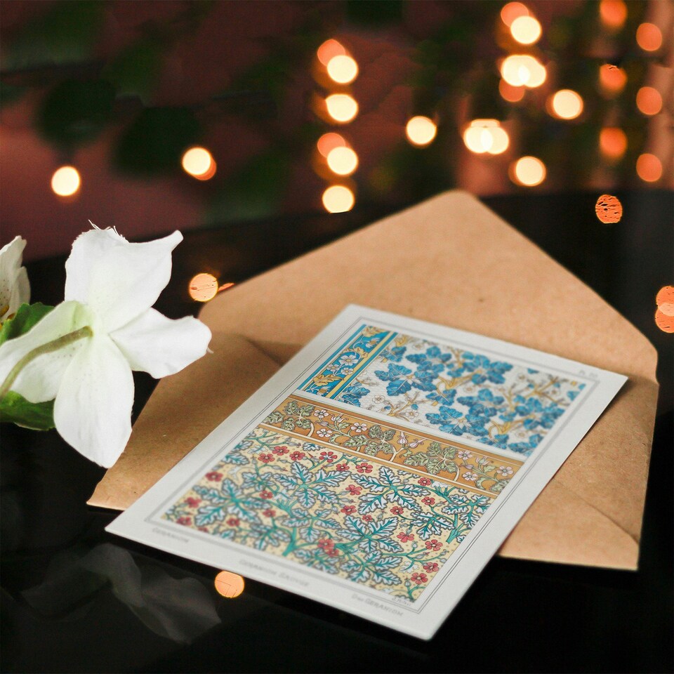 image 1 of Maurice Pillard Verneuil Art Card Geranium Flower Patterns