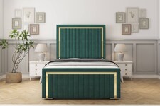 Sloomy Boston Gold Emerald Plush Bed Frame With Mattress With 50" Upholstered Headboard 4' Small Double