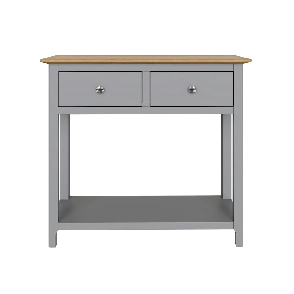image 1 of Taberno Oak 2 Drawer Console Hallway Table Dove Grey Grey