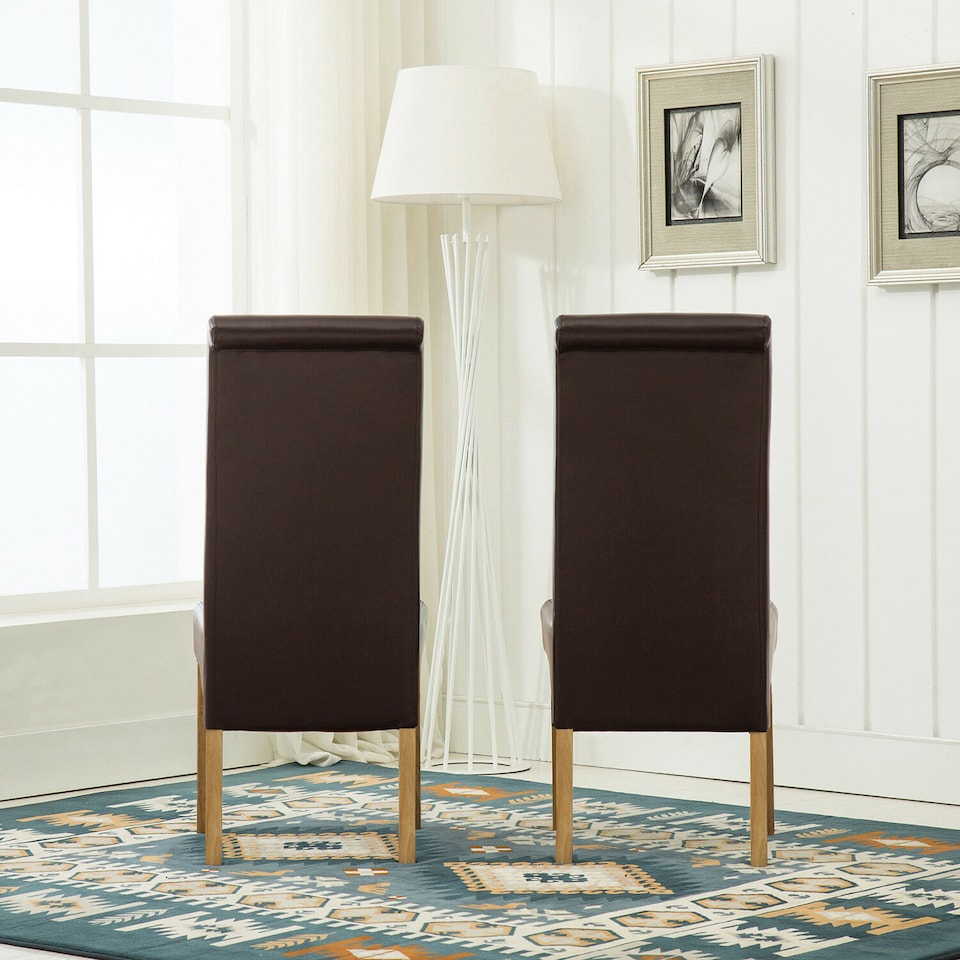 image 1 of MCC Direct Deluxe High Back Leather Dining Chairs Brown